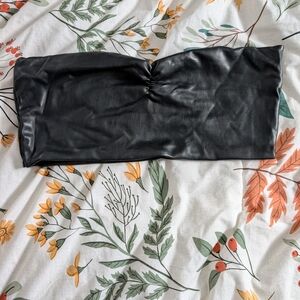 Stradivarius Black Faux Leather Top